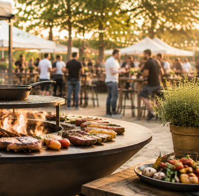 BBQ feest bij zonsondergang