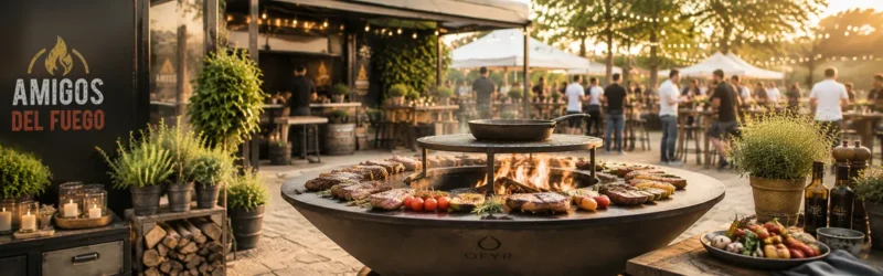 BBQ feest bij zonsondergang